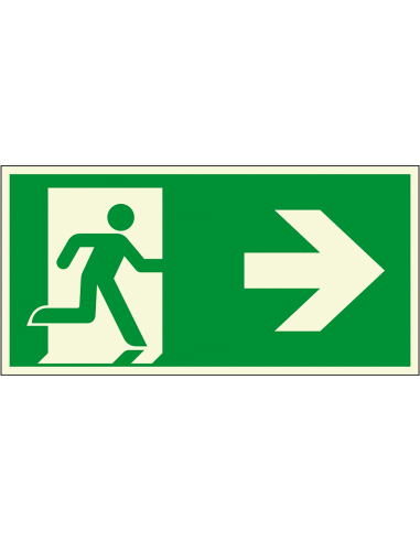 Extra lichtgevende nooduitgang sticker pijl rechts - E002