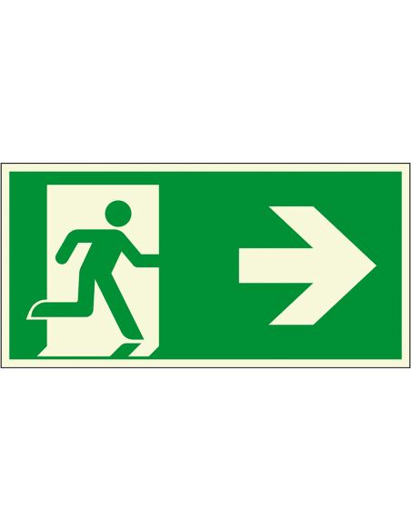 Extra lichtgevende nooduitgang sticker pijl rechts - E002