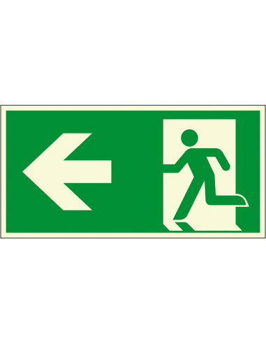 Extra lichtgevende nooduitgang sticker pijl links - E001