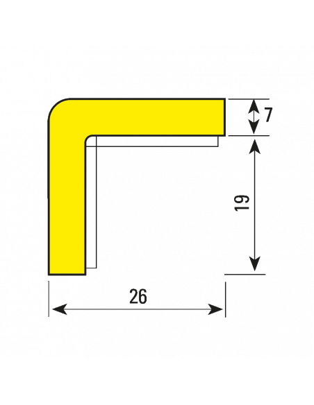 Vorstbestendige stootrand type E hoekprofiel, geel/zwart