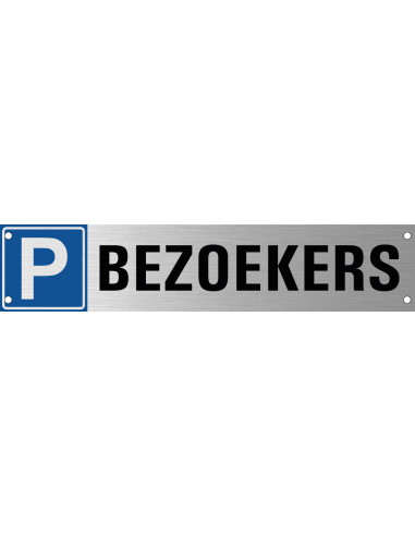 Parkeren bezoekers bord met boorgaten, geborsteld aluminium, 520 x 110 mm