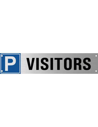 Parkeren visitors bord met boorgaten, geborsteld aluminium, 520 x 110 mm