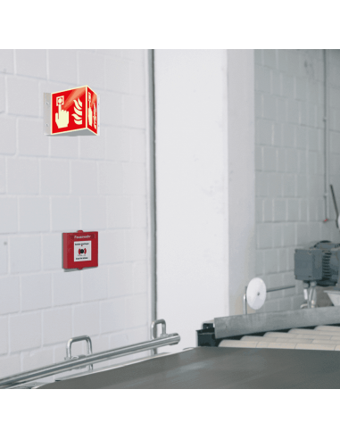 Extra lichtgevend panorama brandmelder bord, kunststof, F005, rood wit, rechthoekig