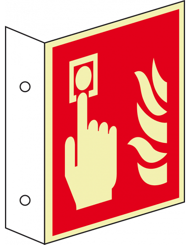 Extra lichtgevend haaks brandmelder bord, kunststof, F005, rood wit, vierkant