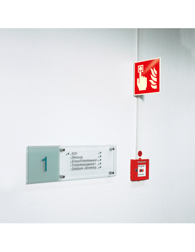 Extra lichtgevend haaks brandmelder bord, kunststof, F005, rood wit, vierkant