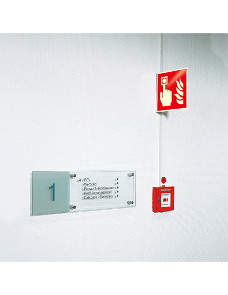 Extra lichtgevend haaks brandmelder bord, kunststof, F005, rood wit, vierkant