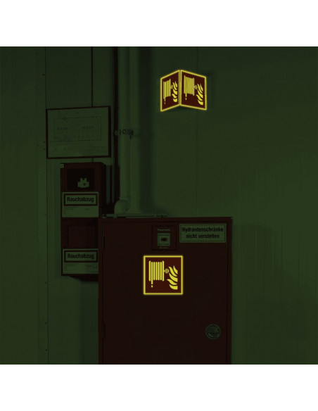 Extra lichtgevend panorama brandslang bord, kunststof, F002, rood wit, rechthoekig