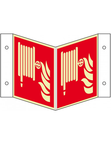 Extra lichtgevend panorama brandslang bord, kunststof, F002, rood wit, rechthoekig