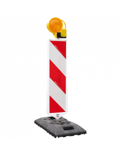 Verkeersbaken met LED zwaailicht en voetplaat, rood wit