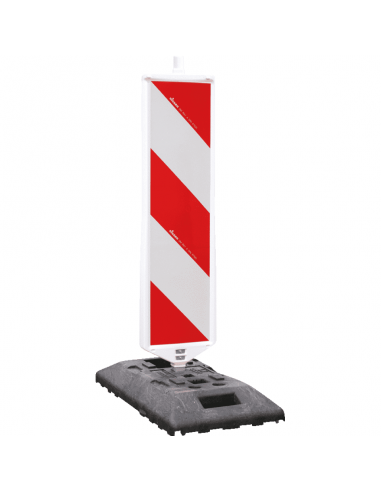 Verkeersbaken met voetplaat, rood wit