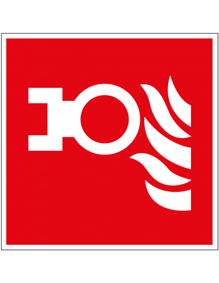 Aansluitpunt droge blusleiding bord, kunststof, rood wit, symbool droge blusleiding, vierkant