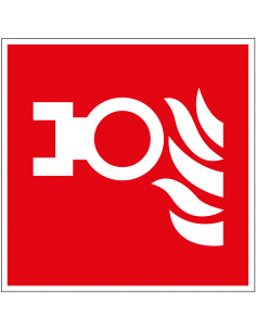 Aansluitpunt droge blusleiding sticker, rood wit, symbool droge blusleiding, vierkant