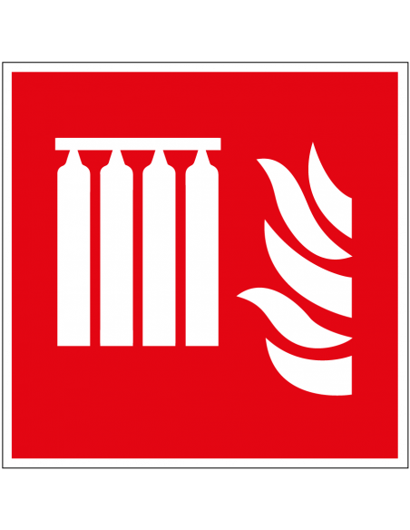 Brandblusbatterij bord, kunststof, F008, ISO710 rood wit, pictogram brandblusbatterij, vierkant