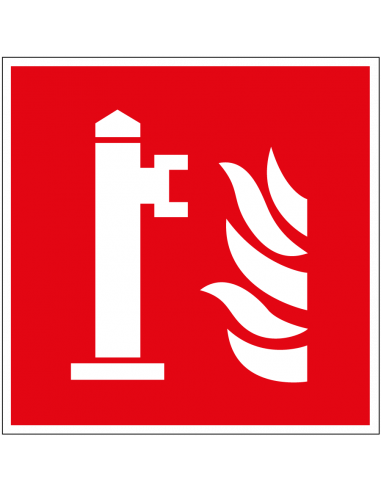 Brandkraan sticker, rood wit, symbool brandkraan, vierkant