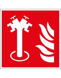Sticker ondergrondse brandkraan, rood wit, pictogram ondergrondse brandkraan, vierkant