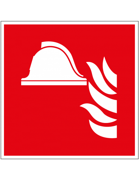 Materiaalopslag brandbestrijding bord, kunststof, F004, ISO 7010, rood wit, vierkant, materiaalopslag brandbestrijding symbool