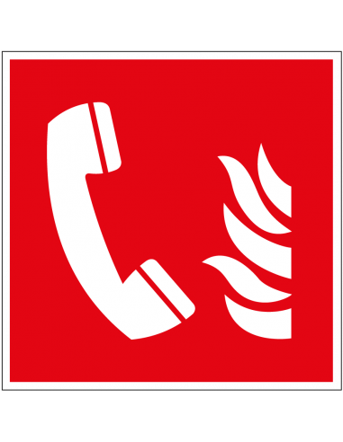 Alarmtelefoon bord, kunststof, F006, ISO 7010, rood wit, pictogram alarmtelefoon, vierkant