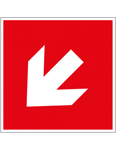Brand richtingspijl bord schuin, kunststof, A045R, rood wit, symbool schuine pijl, vierkant