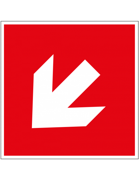 Brand richtingspijl bord schuin, kunststof, A045R, rood wit, symbool schuine pijl, vierkant