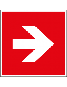 Brand richtingspijl bord, kunststof, A090R, rood wit, symbool pijl, vierkant