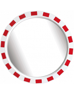 Verkeersspiegel rond, rood wit, reflecterend