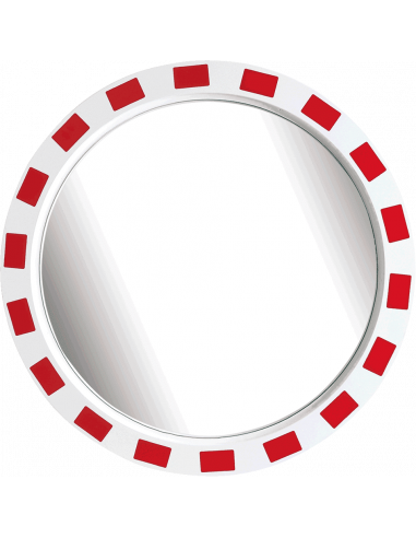 Verkeersspiegel rond, rood wit, reflecterend