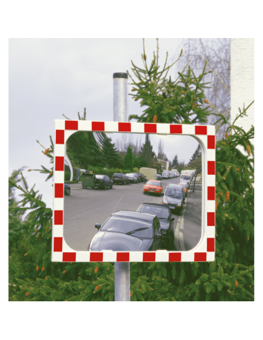 Verkeersspiegel diamond, rood wit, reflecterend