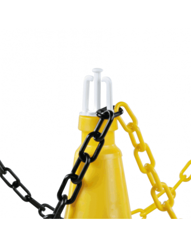 Set verkeerskegels met ketting, geel zwart