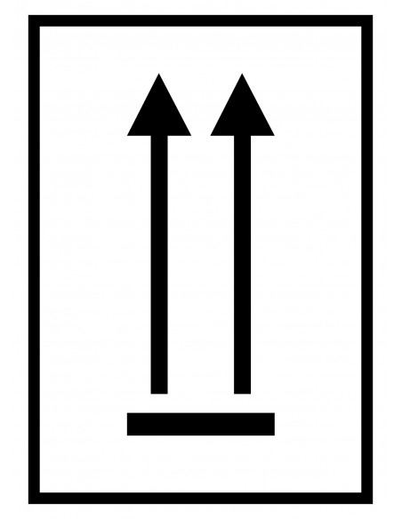 Deze zijde boven sticker, zelfklevend papier, 1000 op rol, zwarte pijlen omhoog