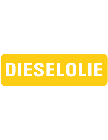 Dieselolie sticker, 100 x 30 mm, geel met witte tekst
