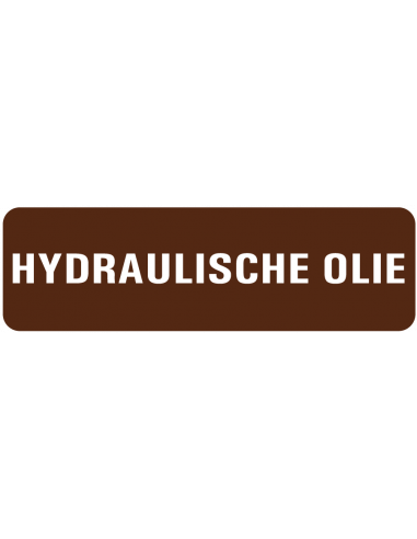 Hydraulische olie sticker, 100 x 30 mm, bruin met witte tekst