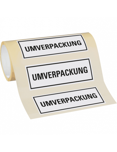 Umverpackung sticker zeewaterbestendig, 500 op rol, zwart wit, rechthoekig
