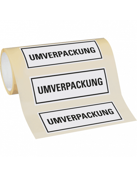 Umverpackung sticker zeewaterbestendig, 500 op rol, zwart wit, rechthoekig