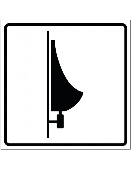 Urinoir bordje, kunststof, zwart wit, vierkant, symbool urinoir