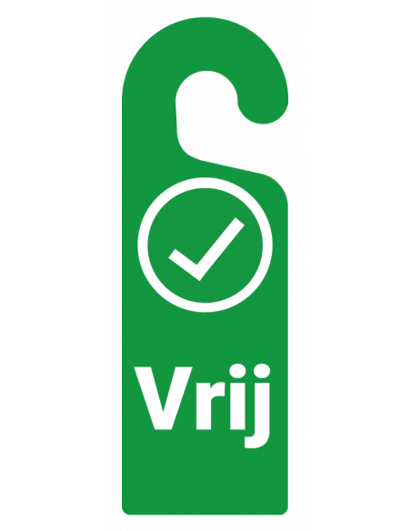 Deurhanger vrij, kunststof, 300 x 100 mm, groen wit, tekst vrij met check teken