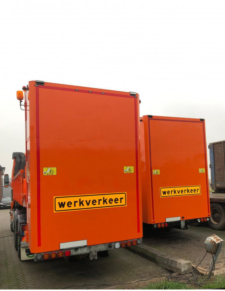Werkverkeer sticker vrachtwagen, 1500 x 300 mm, geel zwart, rechthoekig