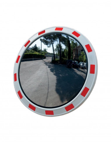 Ronde verkeersspiegel, rood wit, acryl, brede kijkhoek