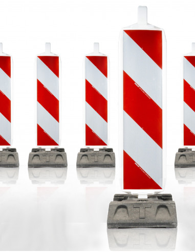 Geleidebaken met baakvoet, kunststof, rood wit