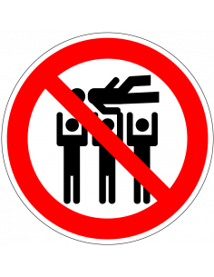 Crowdsurfen verboden sticker, rood wit, rond, symbool crowdsurfer met rode streep