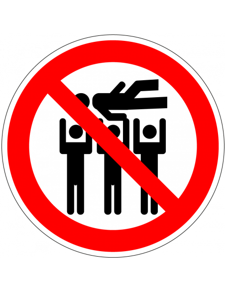 Crowdsurfen verboden sticker, rood wit, rond, symbool crowdsurfer met rode streep
