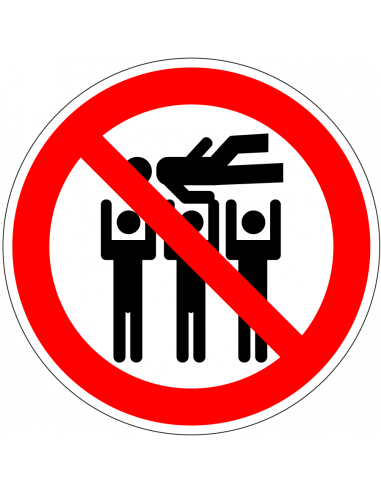 Crowdsurfen verboden bord, kunststof, rood wit, rond, symbool crowdsurfer met rode streep