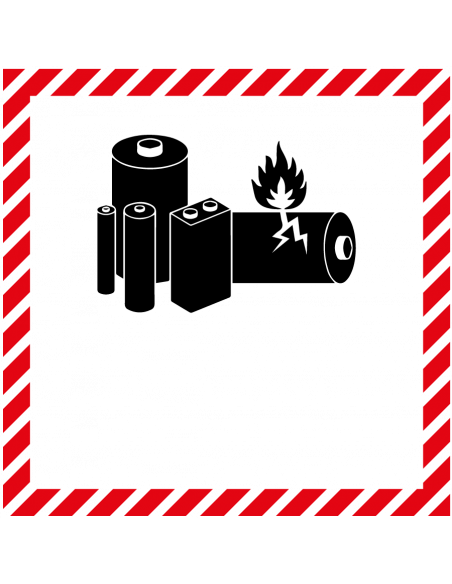 Sticker Lithium batterij sticker naar wens, rood wit, vierkant