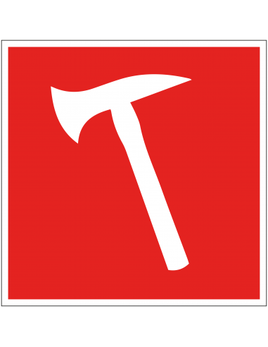 Bijl sticker, rood wit, vierkant, symbool witte bijl met rode achtergrond