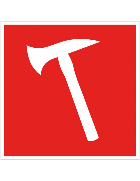 Bijl sticker, rood wit, vierkant, symbool witte bijl met rode achtergrond