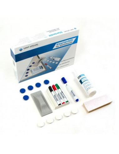 Whiteboard kit, stiften, wismateriaal en magneten