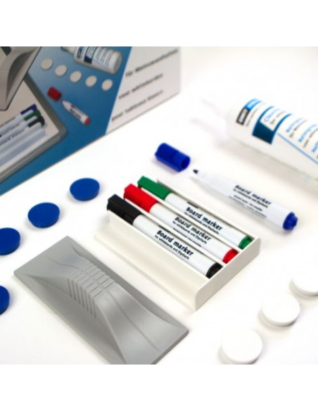 Whiteboard kit, stiften, wismateriaal en magneten