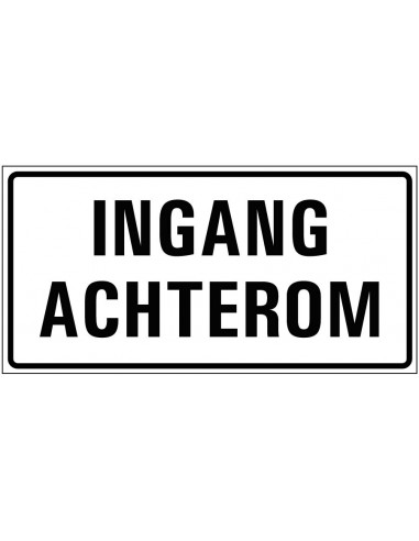 Ingang achterom sticker, zwart wit, rechthoekig