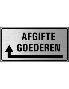 Afgifte goederen links bord, geborsteld aluminium, rechthoekig, zwart grijs