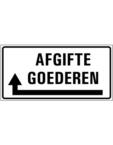 Afgifte goederen links sticker, rechthoekig, zwart wit, pijl pictogram