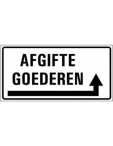 Afgifte goederen rechts sticker, rechthoekig, zwart wit, pijl pictogram